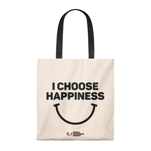 I Choose Happiness Natural/Black Tote Bag - WOHASU®