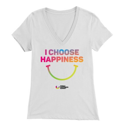 I Choose Happiness White V-Neck WOHASU® (women)