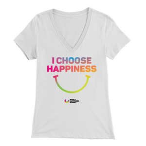 I Choose Happiness White V-Neck WOHASU® (women)